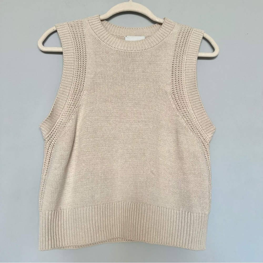 PINK ROSE | Sleeveless Knit Top / Sweater | Cream/Beige | M | Women